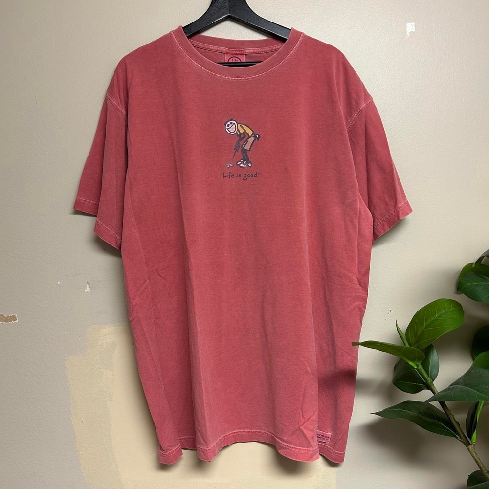 Life Is Good Shirt Mens XL Red Vintage 00s Golfer Jake Graphic Tee Cotton
